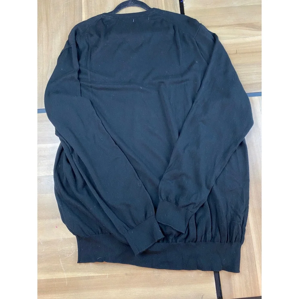 Polo Ralph Lauren Mens V Neck Long Sleeve‎ Sweater 3XL Tall Black Pima Cotton